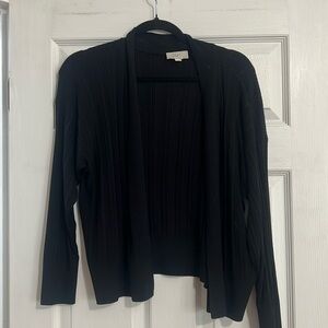 LOFT outlet Black Knit cropped Ribbed Sweater